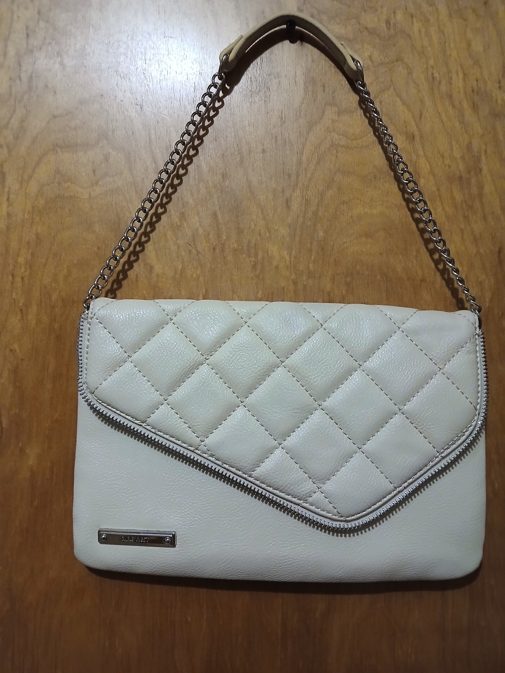 Nine West Quilted Flap Chain Shoulder Bag - Cream
